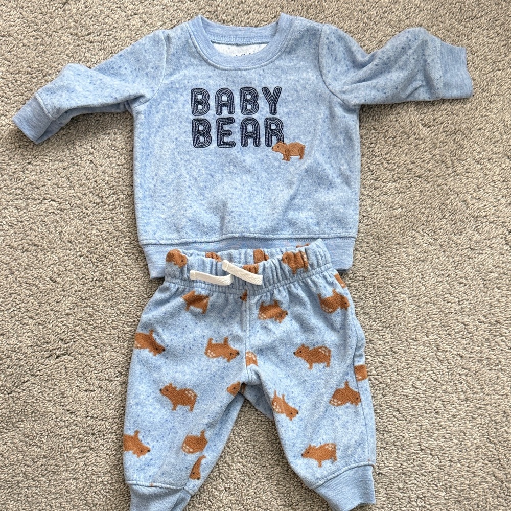 Carter's Light Blue Baby Bear Sweatshirt & Bear Print Joggers